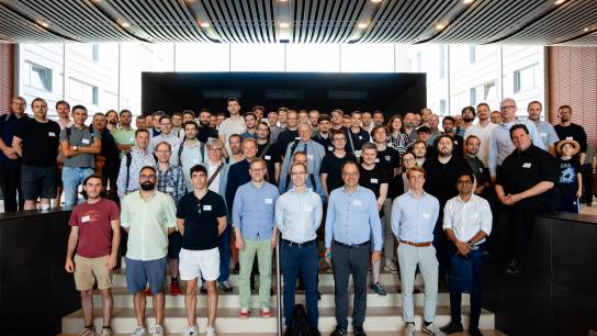 The OpenSuperQPlus consortium in Building Q of the Budapest University of Technology and Economics – © BME / Berci Geberle